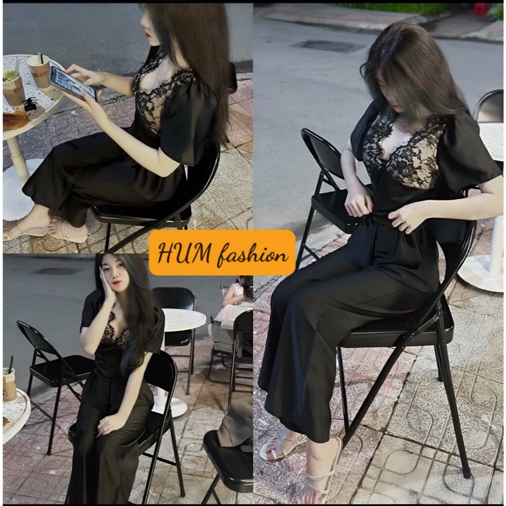 Sét quần dài ống rộng áo phối ren Tibu_Hum fashion