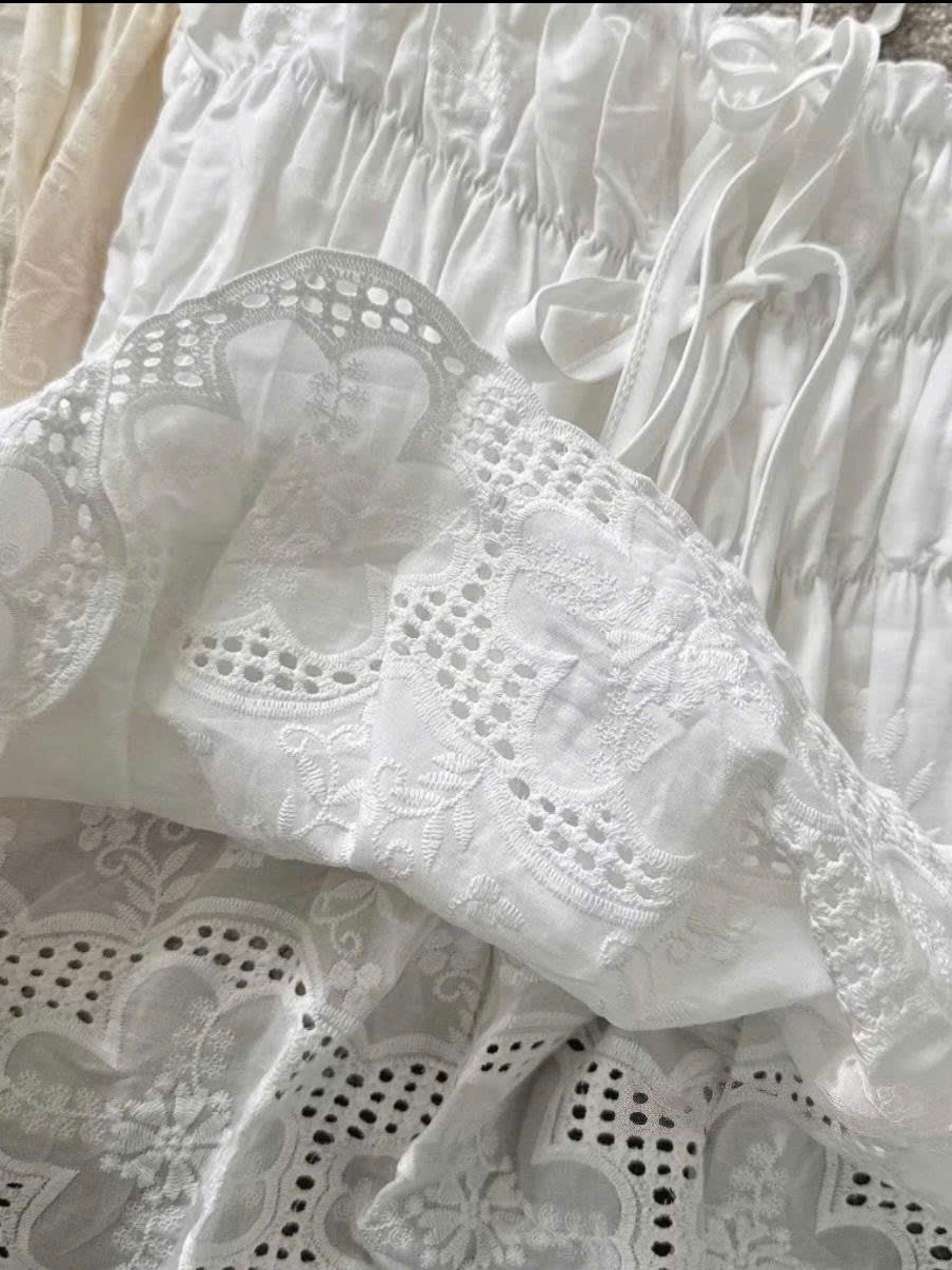 Áo nữ hotrend 2 dây babydoll nhún ngực chất vãi boi thiêu có chân ren