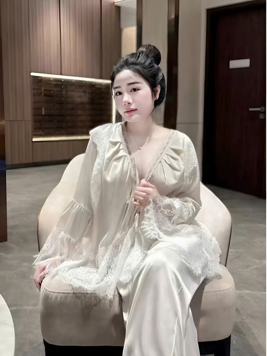 Set đồ ngủ ren nữ sexy hot trend kiểu dáng babydoll chất liệu satin mềm mại thiết kế tháng mát