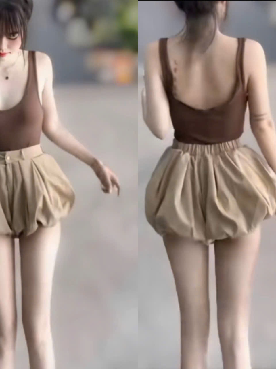 Sét đồ nữ hotrend áo thun ba lỗ quần short xếp li dáng bí