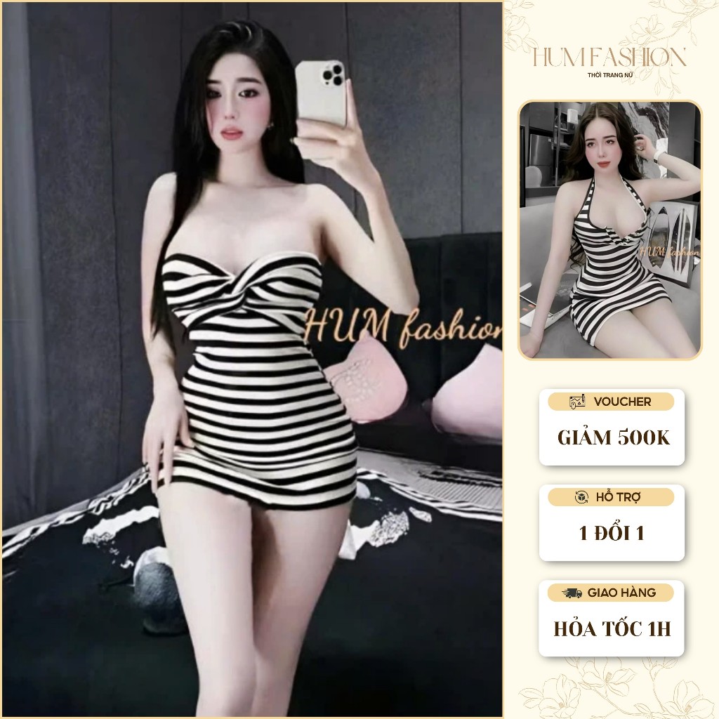 Đầm nữ thun sọc ôm body 3 mẫu xinh xỉu