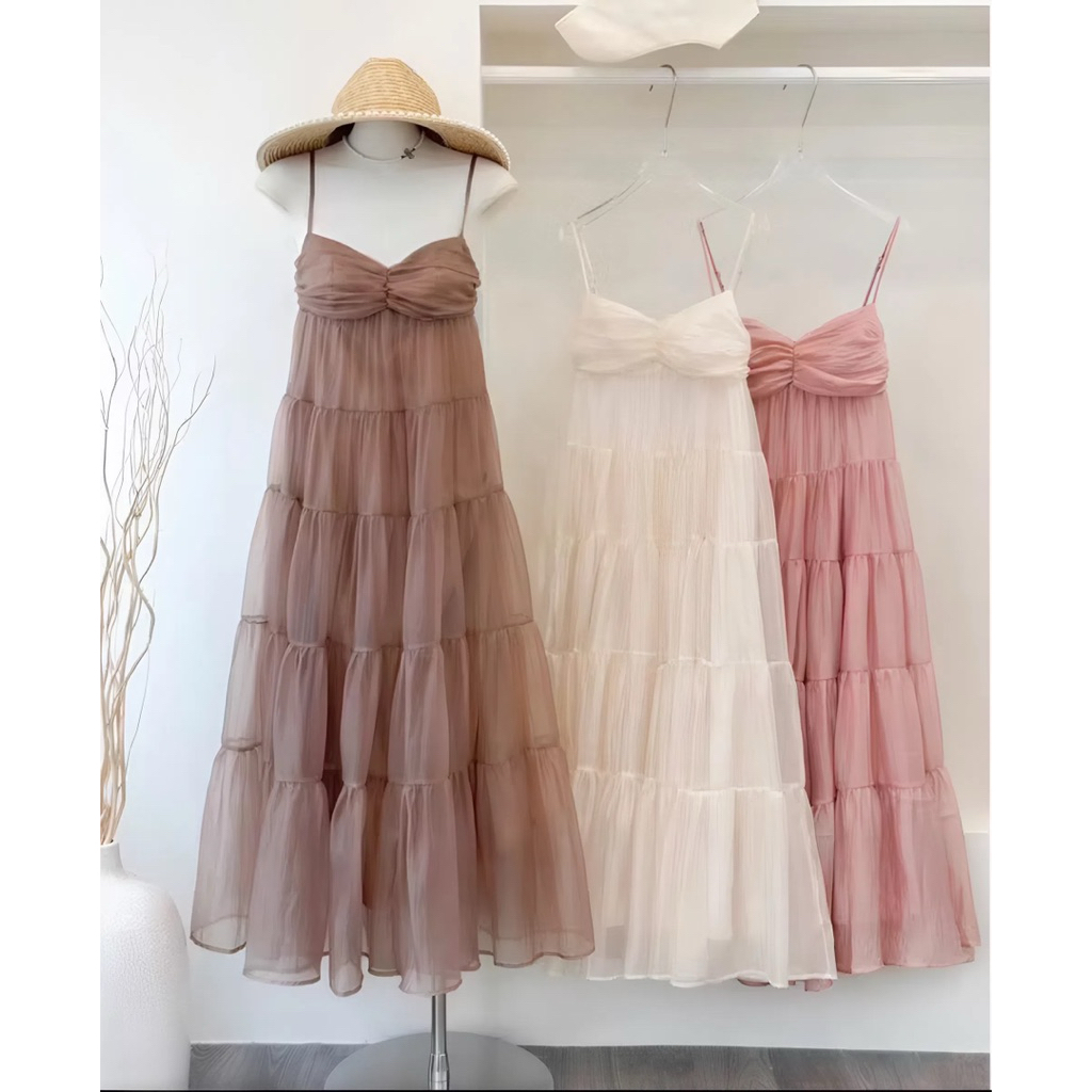 Đầm maxi đi biển, đi chơi thiết kế dáng xòe sang chảnh, tiểu thư