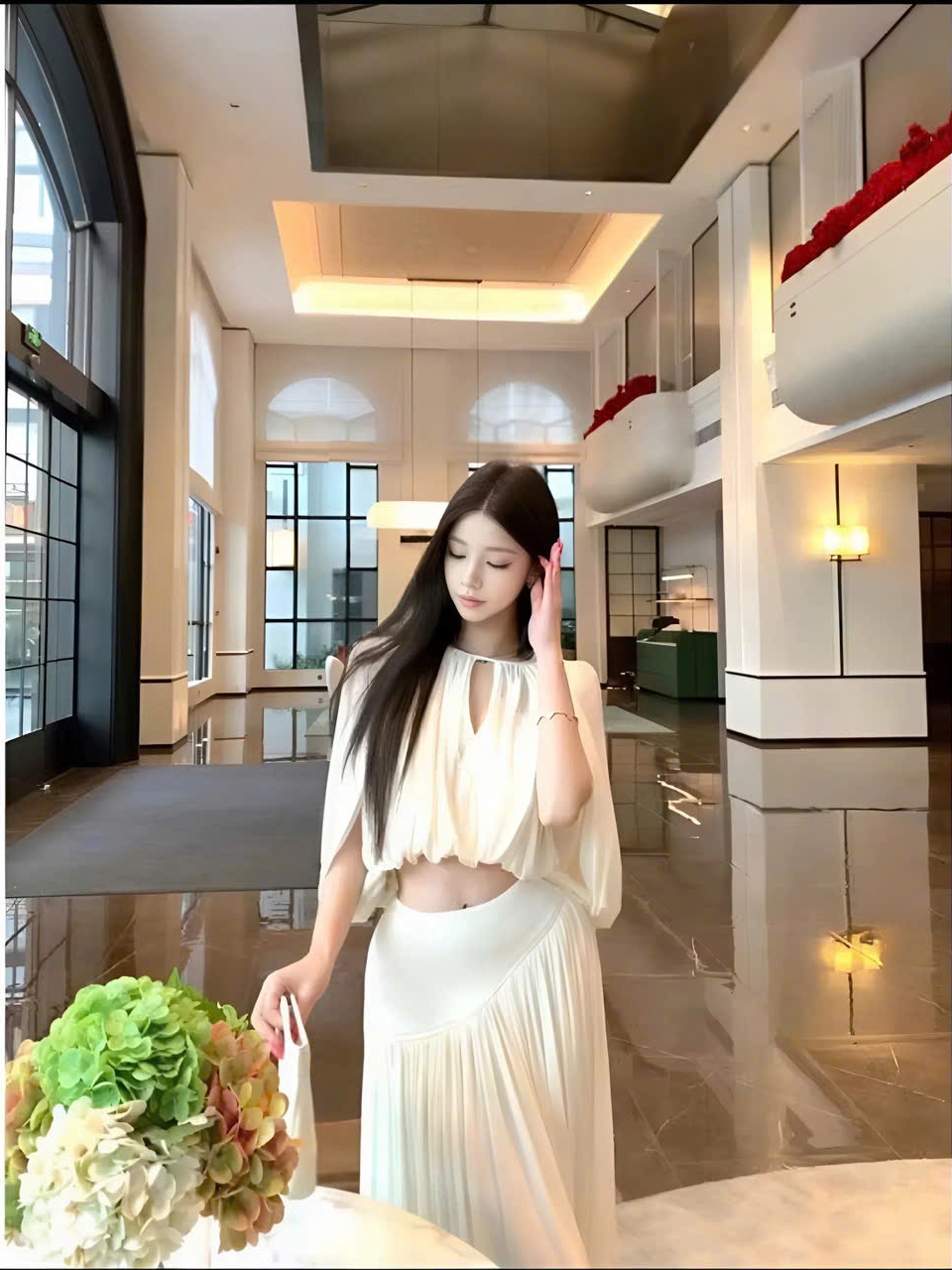 Set bộ tiểu thư sang chảnh, áo tay lửng khoét cổ phối chân váy đi tiệc đi biển