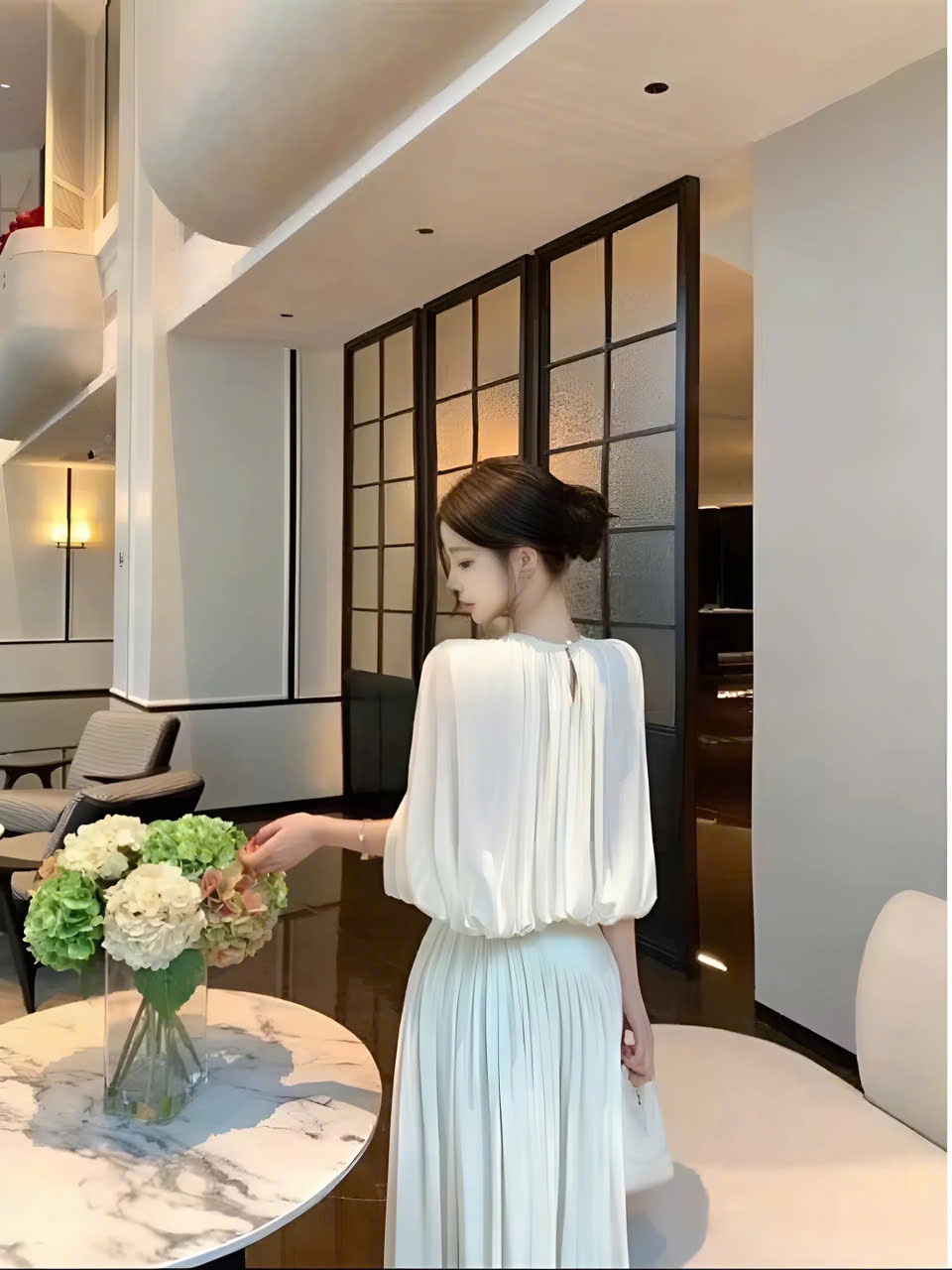 Set bộ tiểu thư sang chảnh, áo tay lửng khoét cổ phối chân váy đi tiệc đi biển