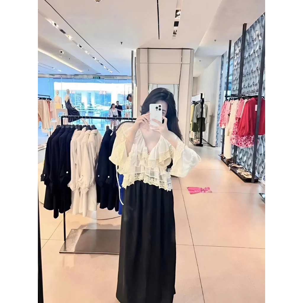 Áo babydoll nữ hot trend hè 2026, áo bèo cổ tay dài phối ren xinh xắn