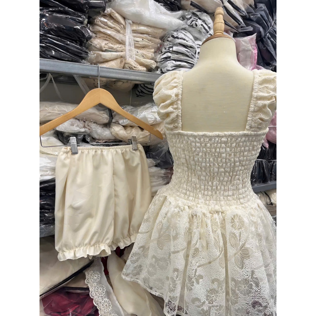 Váy nữ thêu ren hoa nàng thơ sang chảnh, váy babydoll phong cách hàn quốc kèm quần bảo hộ
