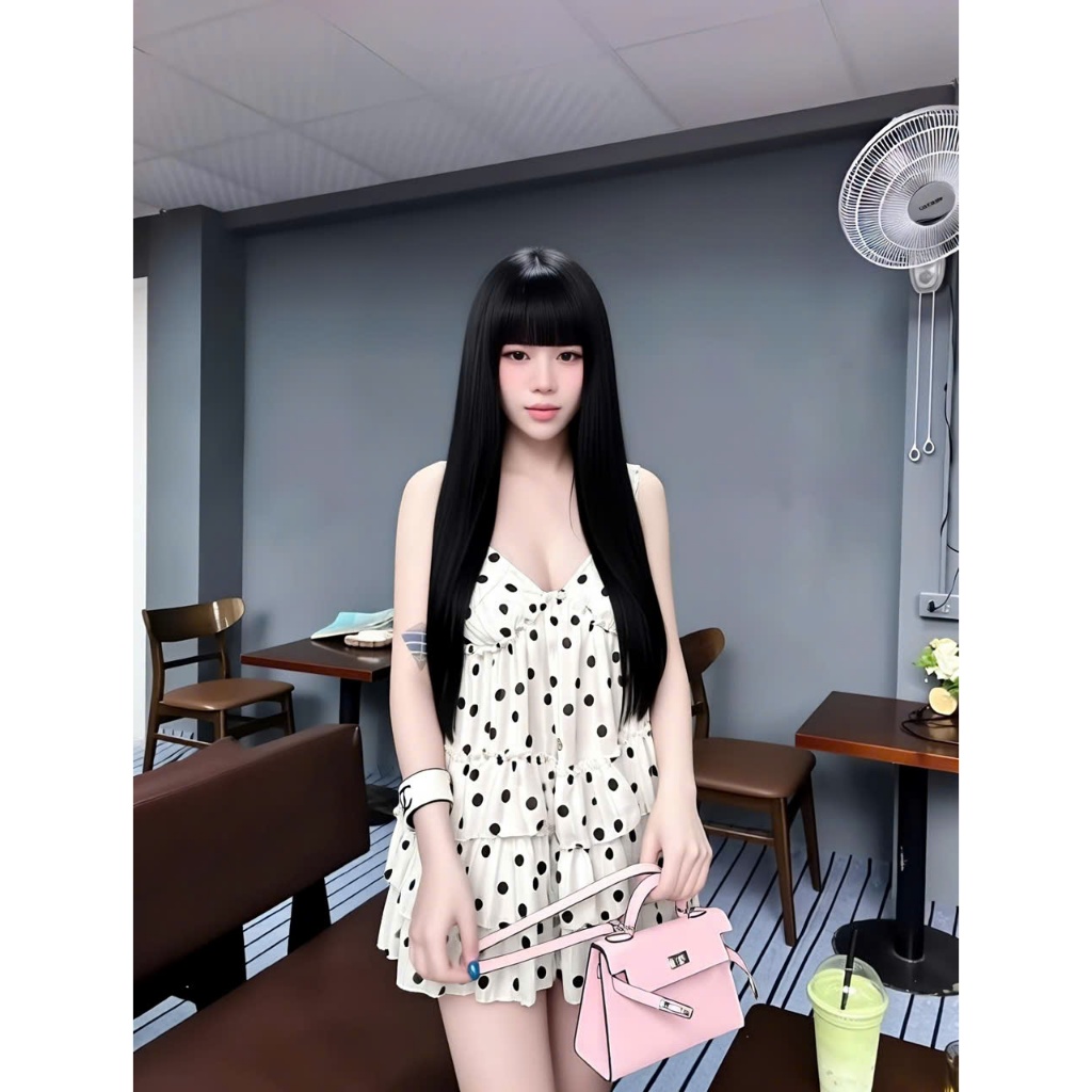 Váy 2 dây xếp ly tầng, váy hai dây dáng ngắn phối nơ bèo nhún tiểu thư Hum Fashion