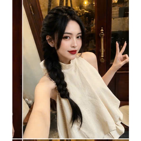 Set váy cổ yếm bèo tầng phối chân váy bí tiểu thư, váy đi chơi siêu xinh tôn dáng