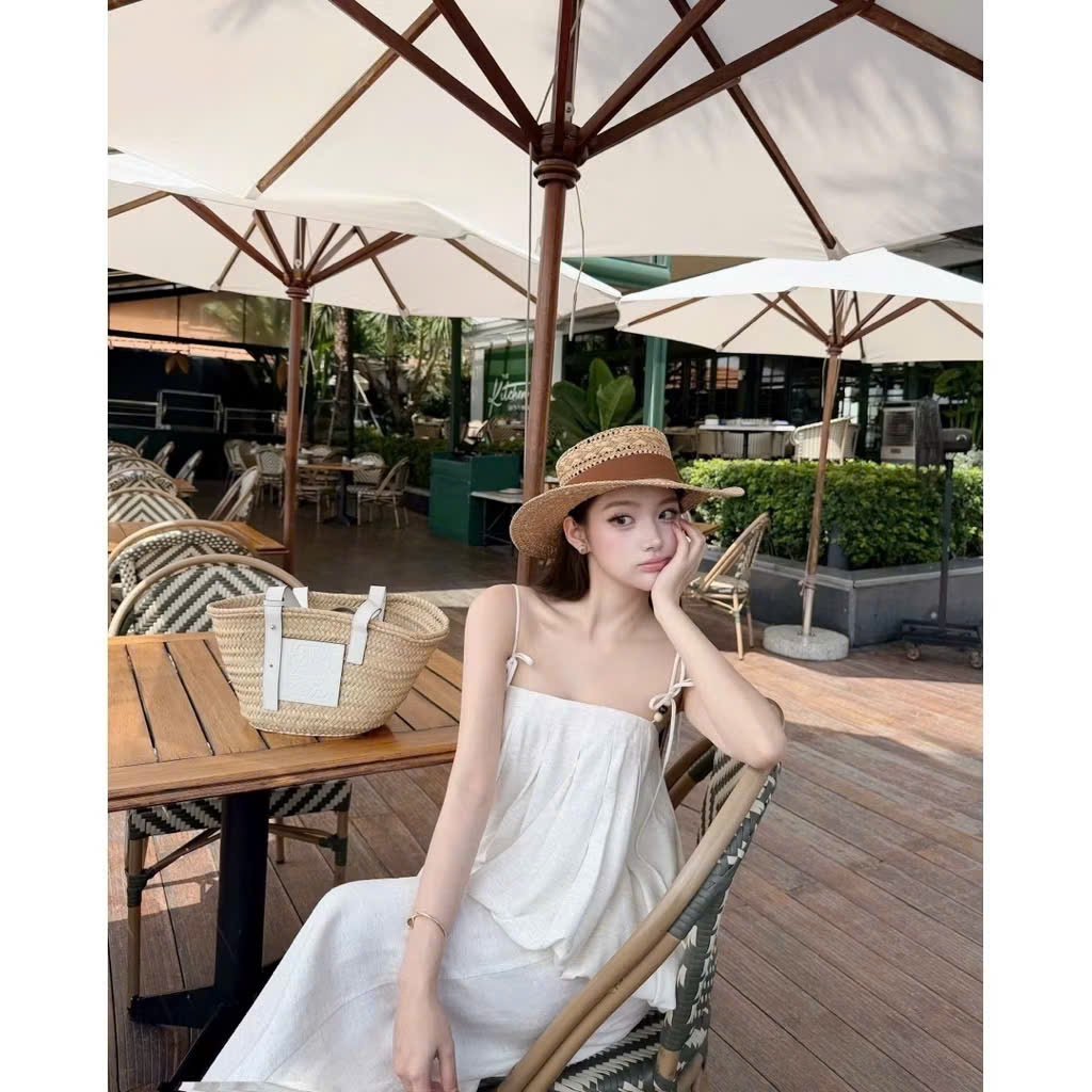 Set bộ nữ áo 2 dâi phối quần suông dài chất Linen cao cấp, bộ nữ mùa hè nàng thơ xinh xắn