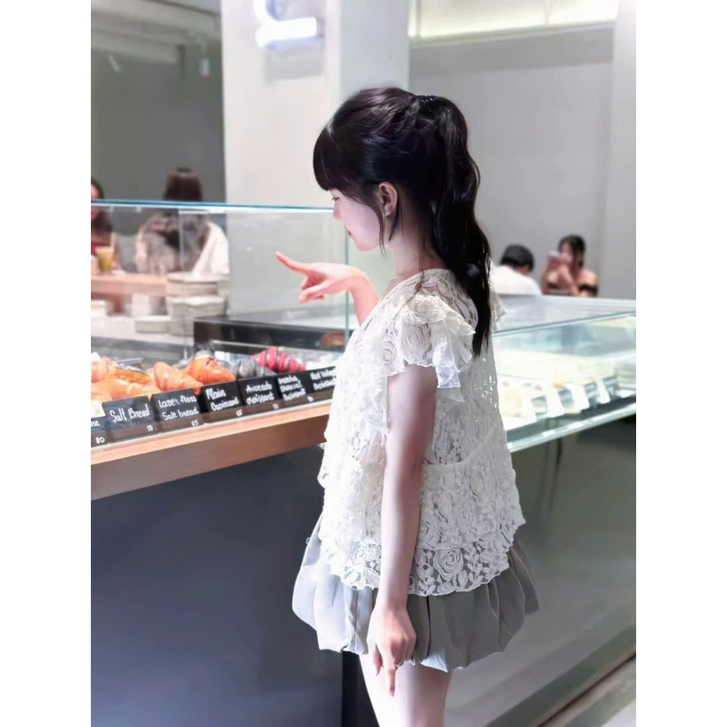 Set áo ren kèm chân váy bí, set ren có lót kèm chân váy ngắn tiểu thư đi chơi HUM FASHION