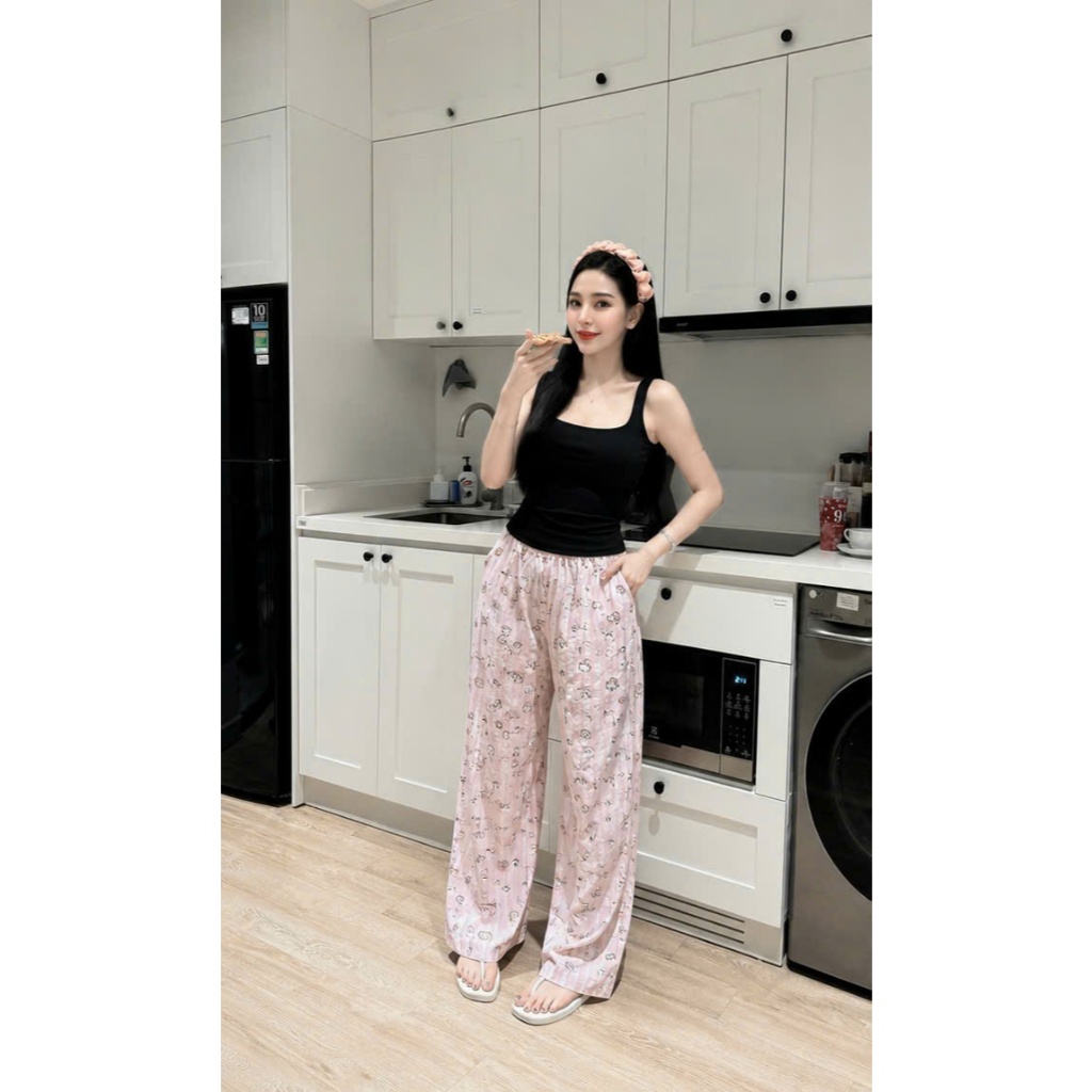 Set đồ nữ áo 2 dây kèm quần dáng dài thoải mái, set đồ mặc nhà dễ thương HUM FASHION