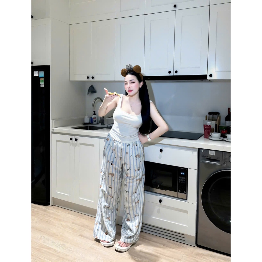 Set đồ nữ áo 2 dây kèm quần dáng dài thoải mái, set đồ mặc nhà dễ thương HUM FASHION