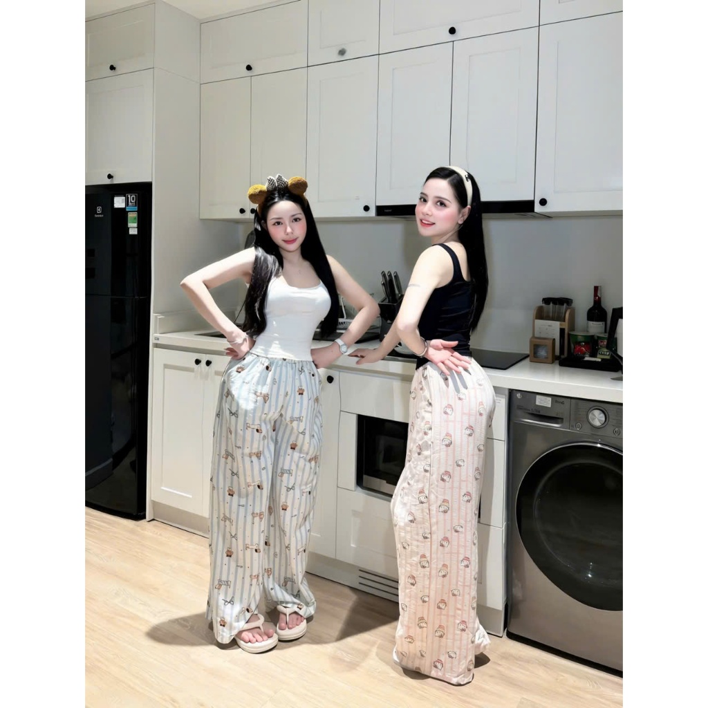 Set đồ nữ áo 2 dây kèm quần dáng dài thoải mái, set đồ mặc nhà dễ thương HUM FASHION