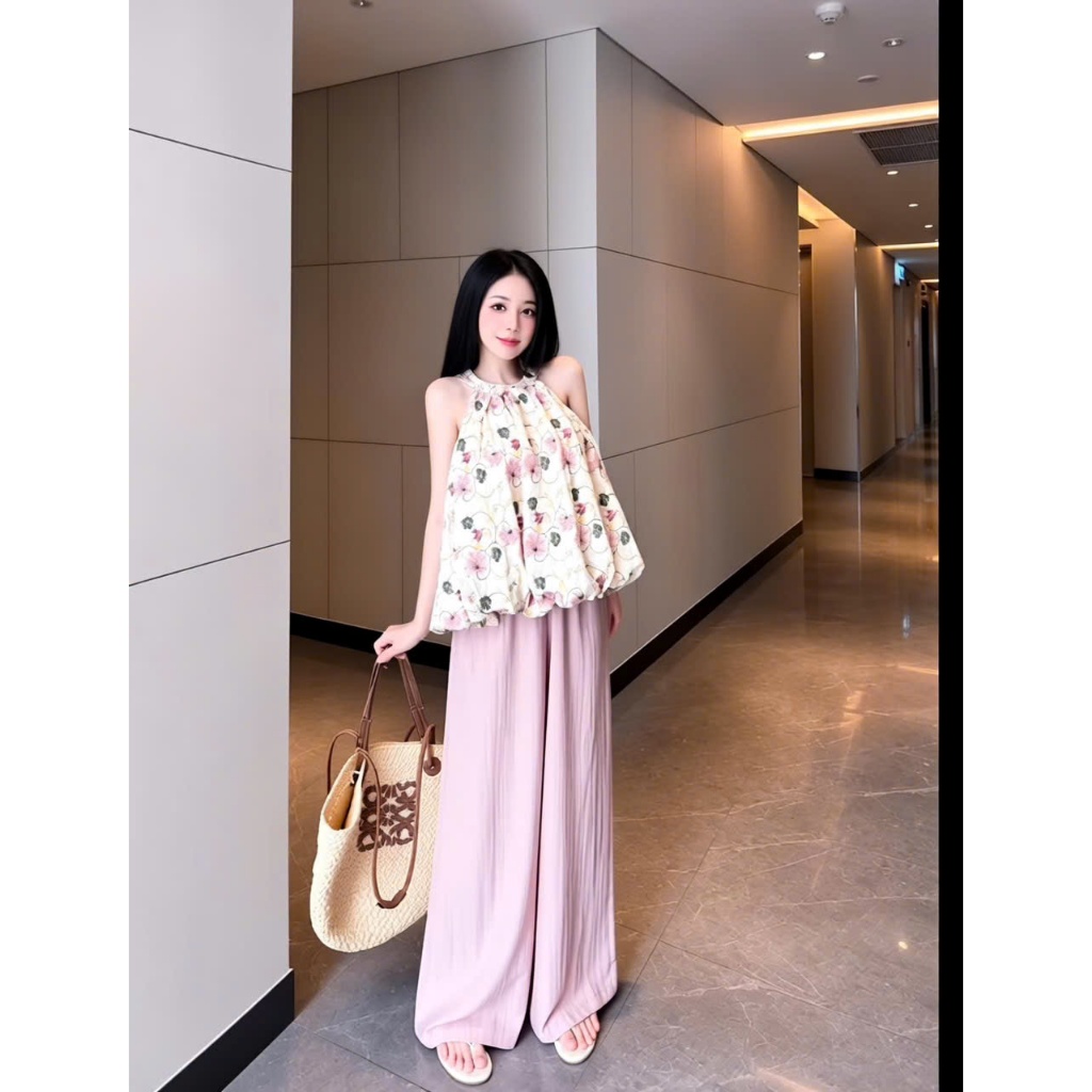 Set áo yếm kèm quần dáng dài tiểu thư sang chảnh siêu xinh đi chơi đi du lịch HUM FASHION