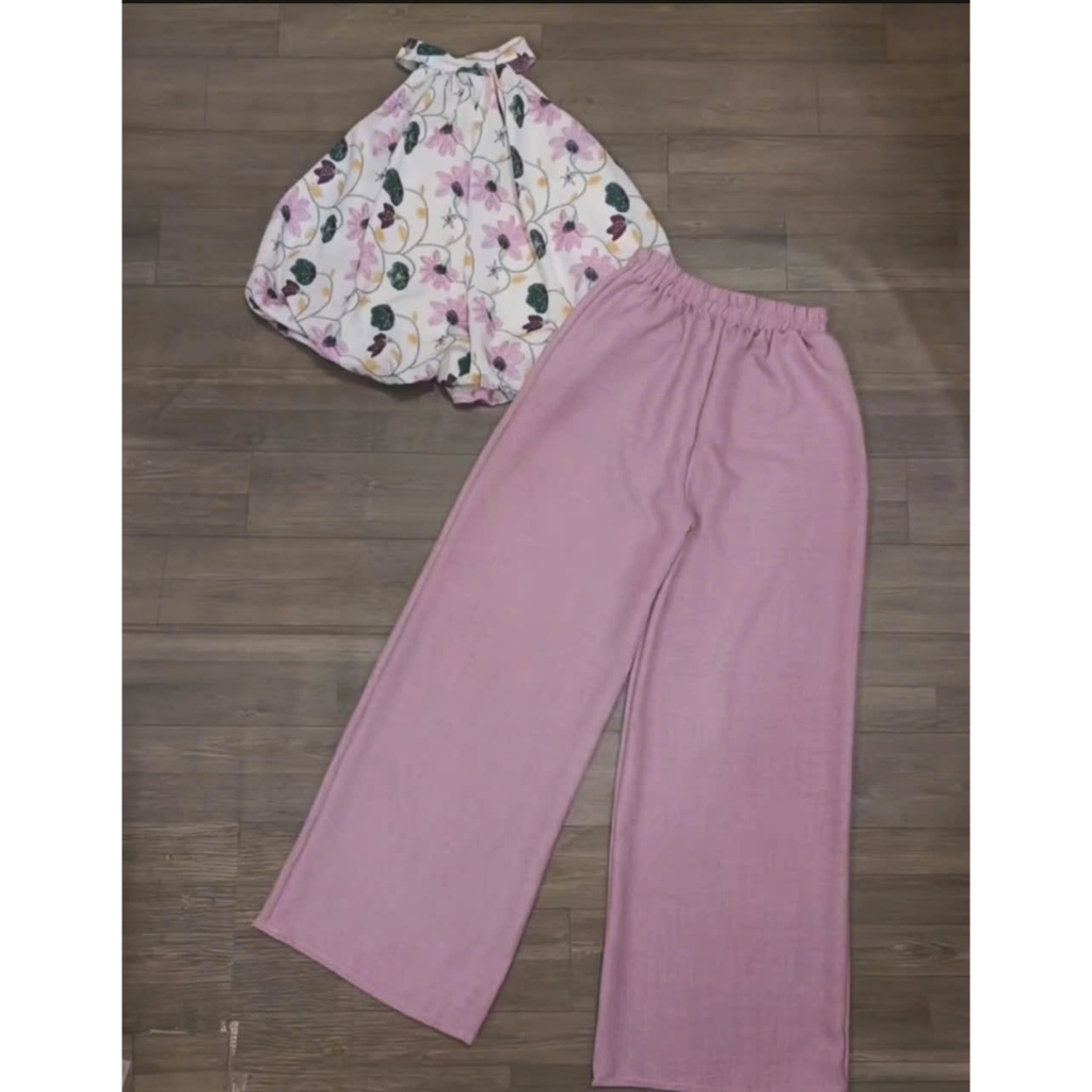 Set áo yếm kèm quần dáng dài tiểu thư sang chảnh siêu xinh đi chơi đi du lịch HUM FASHION