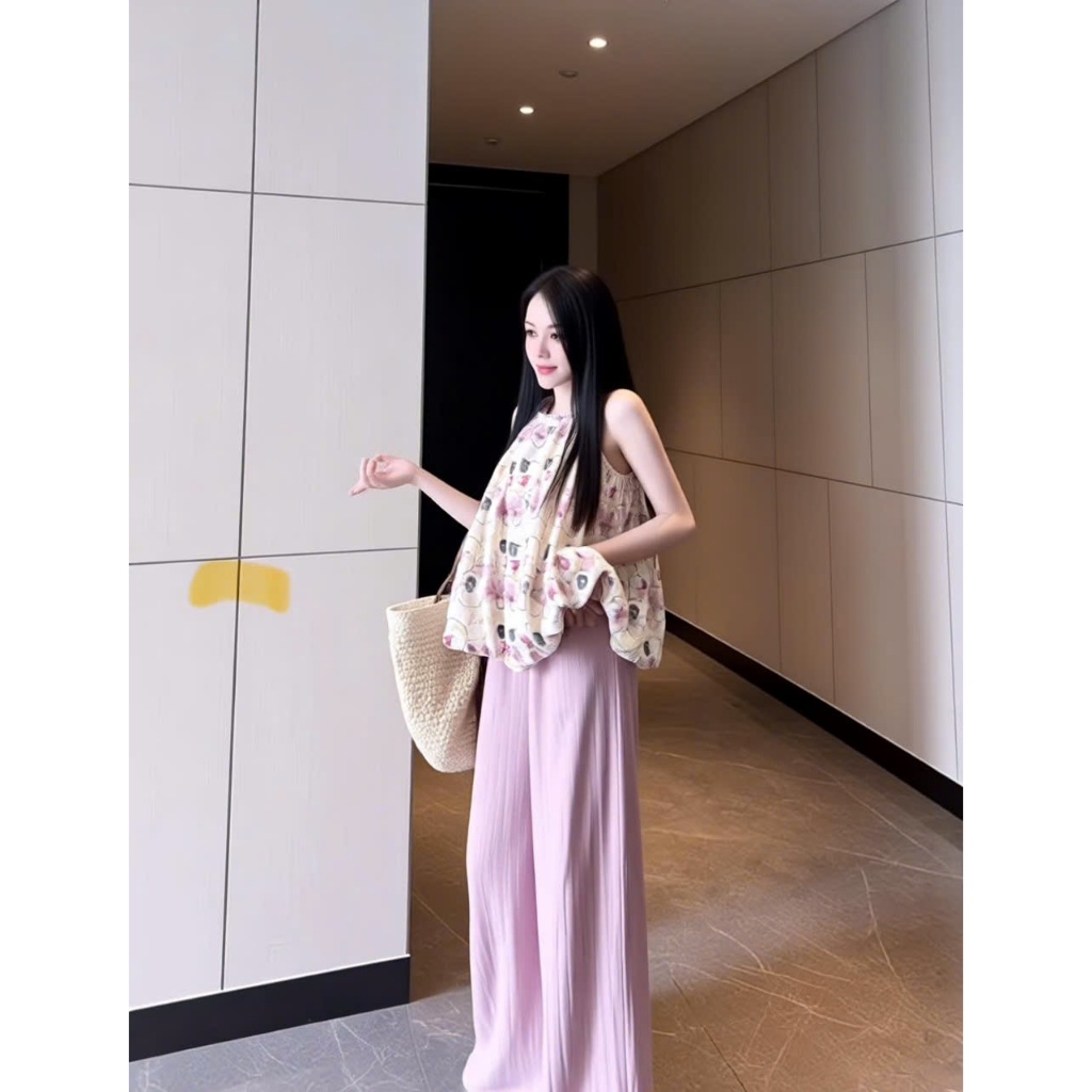 Set áo yếm kèm quần dáng dài tiểu thư sang chảnh siêu xinh đi chơi đi du lịch HUM FASHION