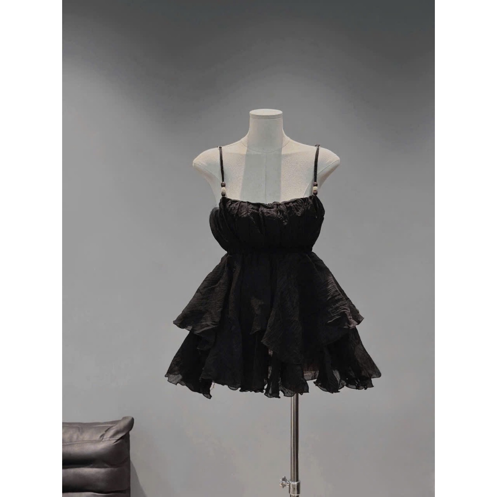 Set 2 dây xoè tầng tơ đũi tiểu thư, set áo hai dây babydoll nhún ngực xoè bồng bềnh Hum Fashion