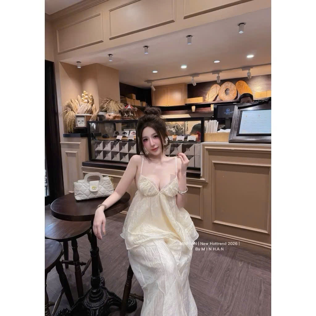 Set bộ nữ áo 2 dây bồng bềnh phối quần ống thụng cá tính, bộ nữ tiểu thư xinh xắn đi chơi
