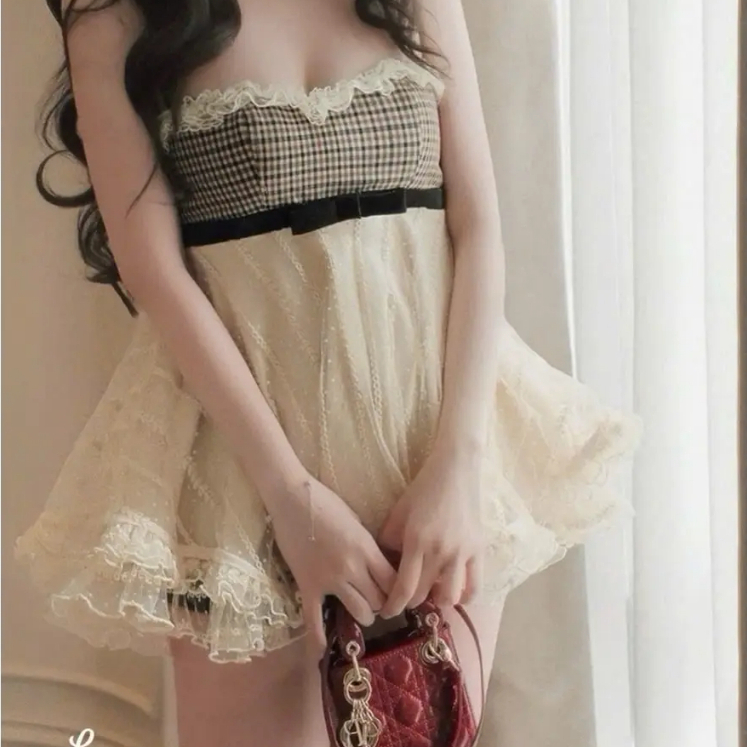 Set bộ nữ tơ voan phối kẻ caro ngực thắt nơ tiểu thư, set nữ sang chảnh đi chơi đi tiệc