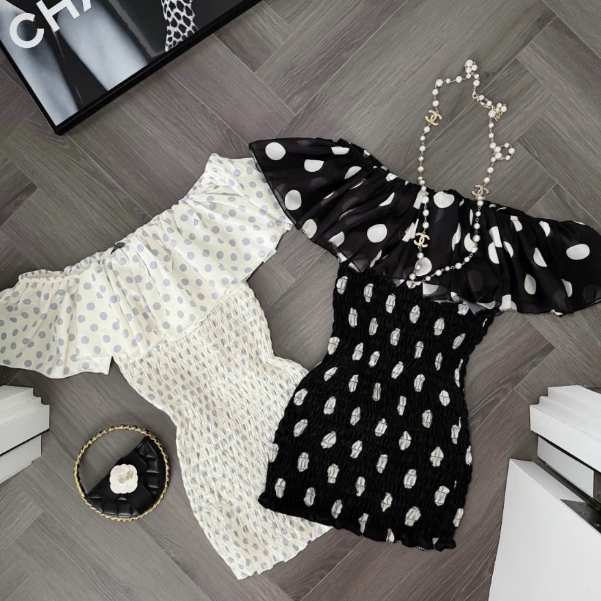 Đầm voan tơ trễ vai bèo nhún bo chun ôm body Hum Fashion
