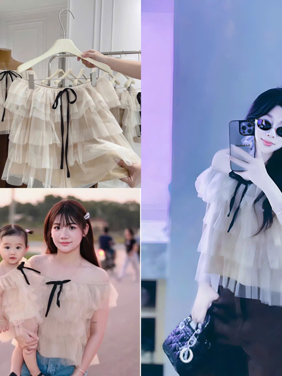 Áo nữ hotrend trễ vai babydoll voan lưới nhiều tầng thiết kế độc đáo chất liệu voan lưới nhẹ nhàng thoáng mát phù hợp mọ