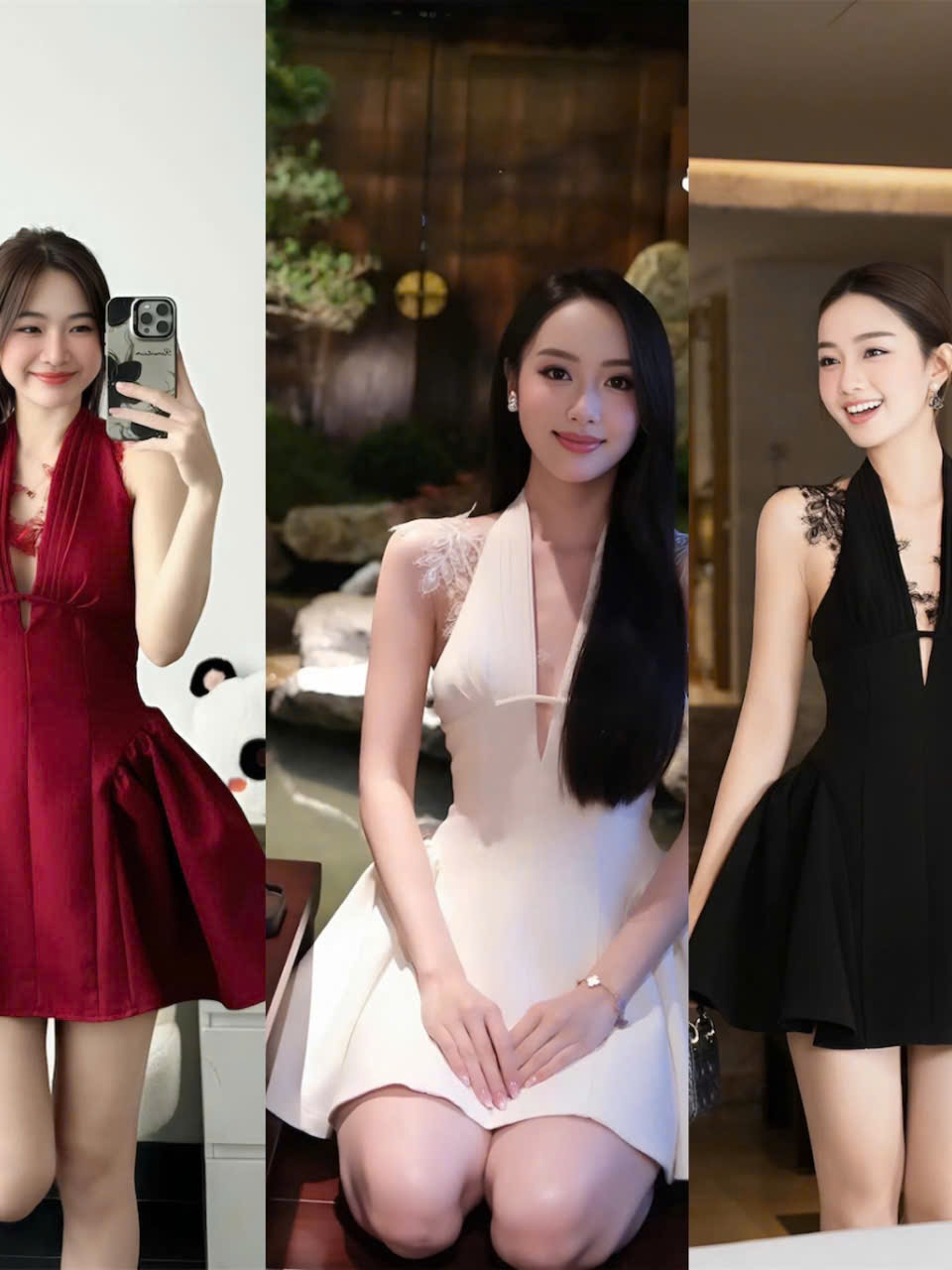 Đầm nữ cổ yếm xếp li mango phối ren thiêu hoạ tiết kèm quần bảo hộ thiết kế độc đáo thanh lịch và nữ tính