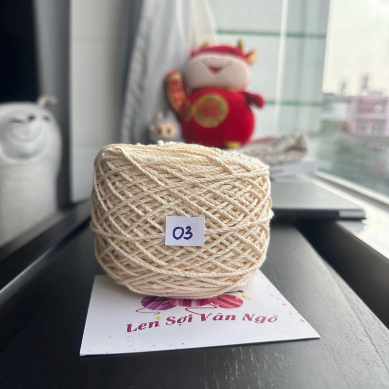 Sợi Macrame Cotton 2mm móc túi, mũ (cuộn 200gr) (26259)