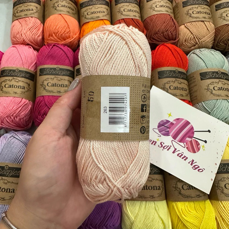 Sợi Scheepjes Catona nhập khẩu từ Hà Lan (cuộn 50gr) (26331)