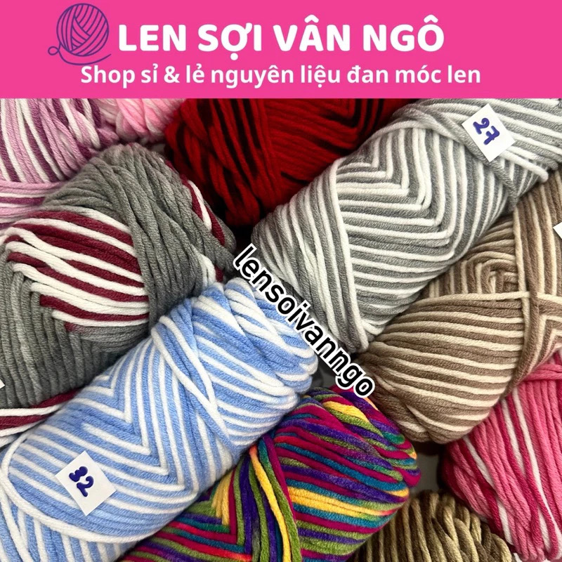 Len cotton love MÀU LOANG (cuộn 100gr) (26293)