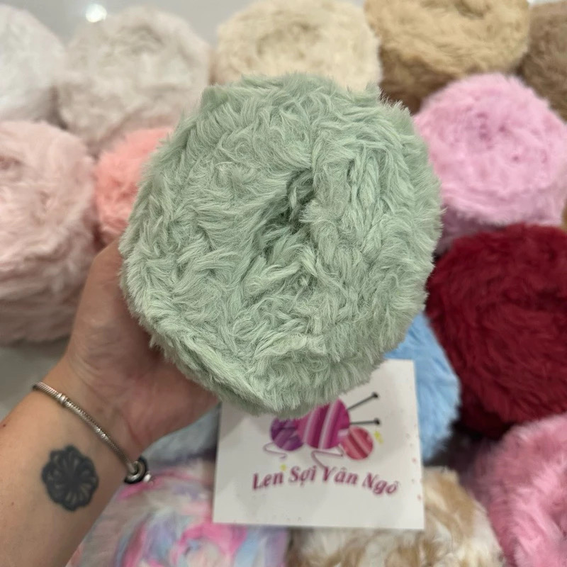 Len lông thỏ siêu mượt đan/móc thú bông, khăn, mũ (cuộn 100gr) (26299)