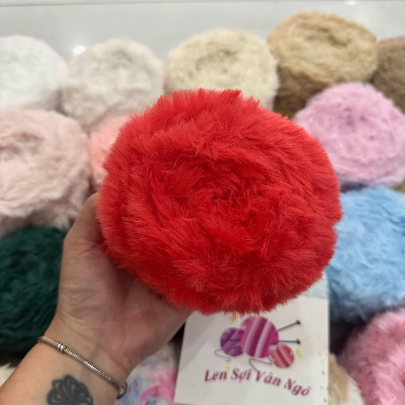 Len lông thỏ siêu mượt đan/móc thú bông, khăn, mũ (cuộn 100gr) (26299)