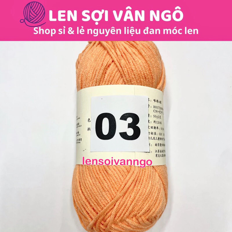 Len Susan 4 đan móc áo, khăn, thú bông, mũ... (cuộn 50gr) (26284)