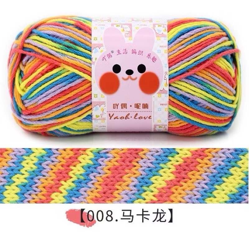 Len Yaoh sợi to 3mm màu loang (cuộn 100gr) (26295)