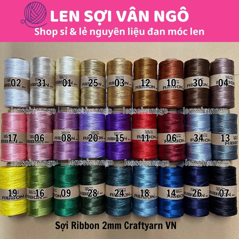 Sợi Ribbon mini 2mm Craftyarn VN (cuộn 100gr) (26271)