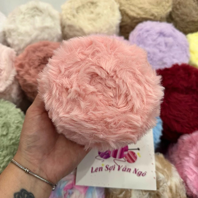 Len lông thỏ siêu mượt đan/móc thú bông, khăn, mũ (cuộn 100gr) (26299)