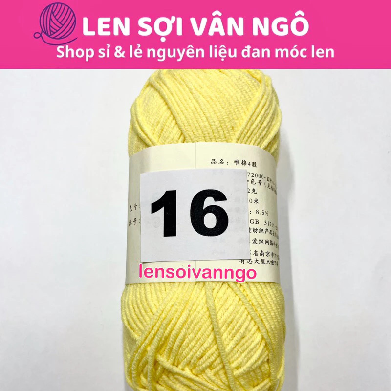 Len Susan 4 đan móc áo, khăn, thú bông, mũ... (cuộn 50gr) (26284)