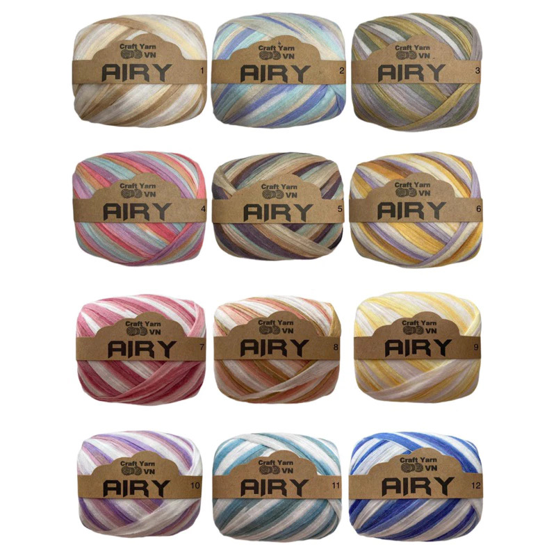 Sợi AIRY màu loang móc túi/mũ hè (cuộn 45gr) (26270)