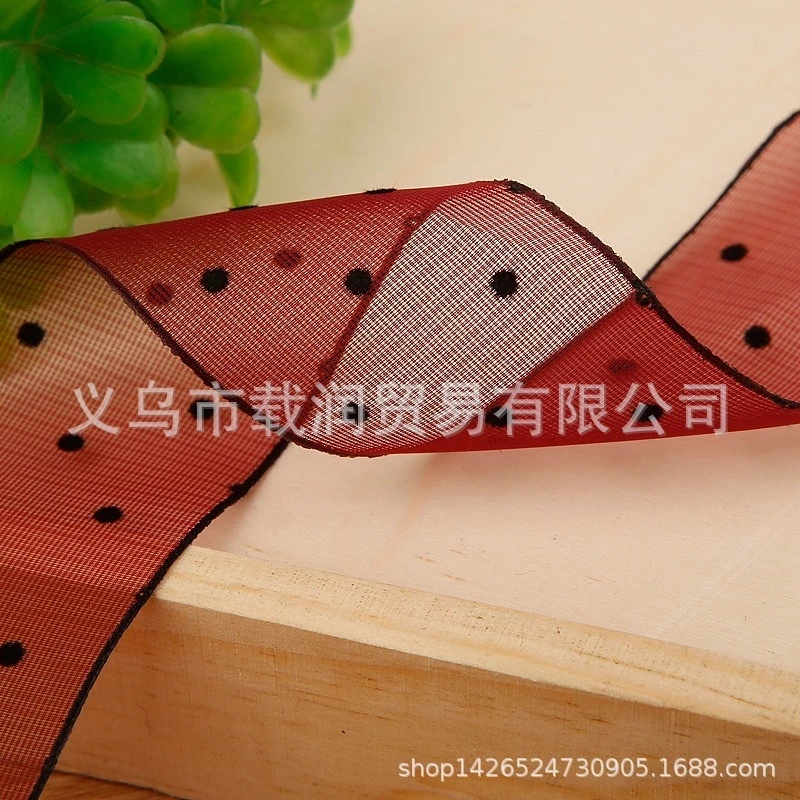 2 mét Ruy băng vải voan chấm bi (bản 4cm) (26119)