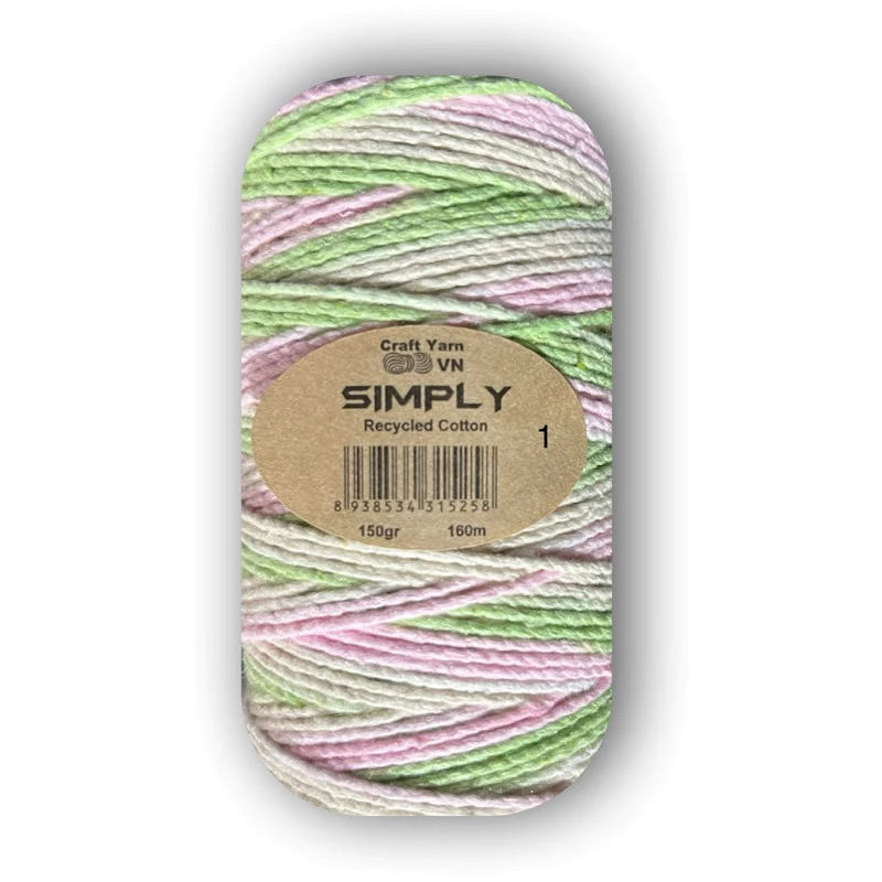 Sợi SIMPLY màu loang móc túi/mũ hè (cuộn 150gr) (26261)