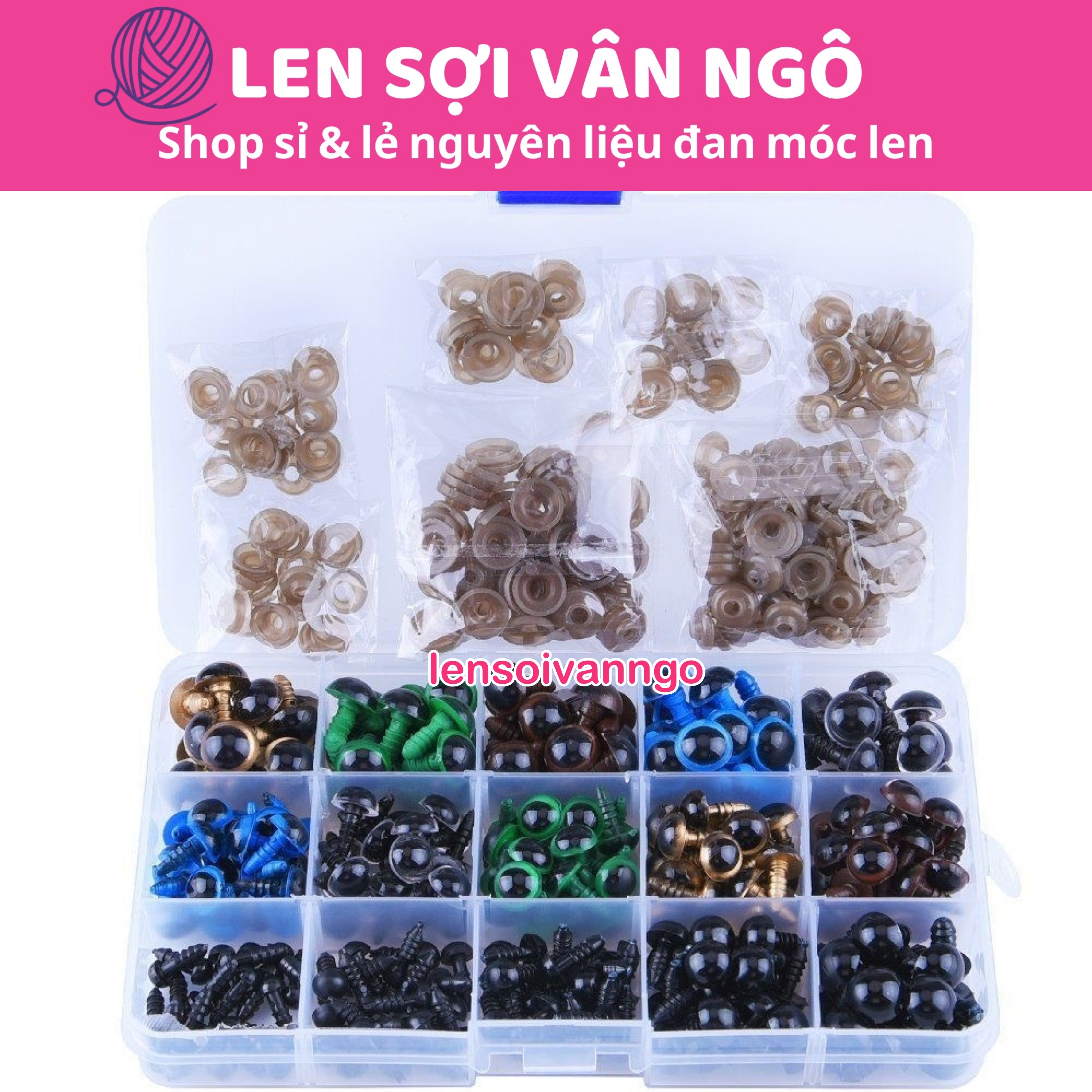 Hộp mắt thú màu có chốt (132 cặp) (26147)