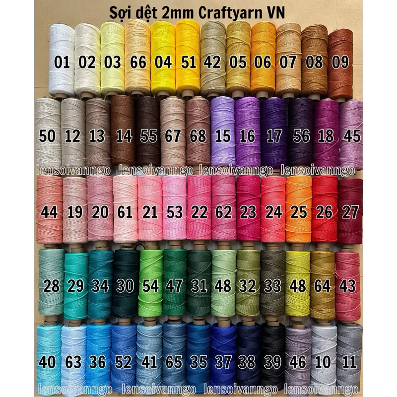 Combo 10 cuộn Sợi dệt trơn 2mm Craftyarn VN (ghi chú chọn màu)