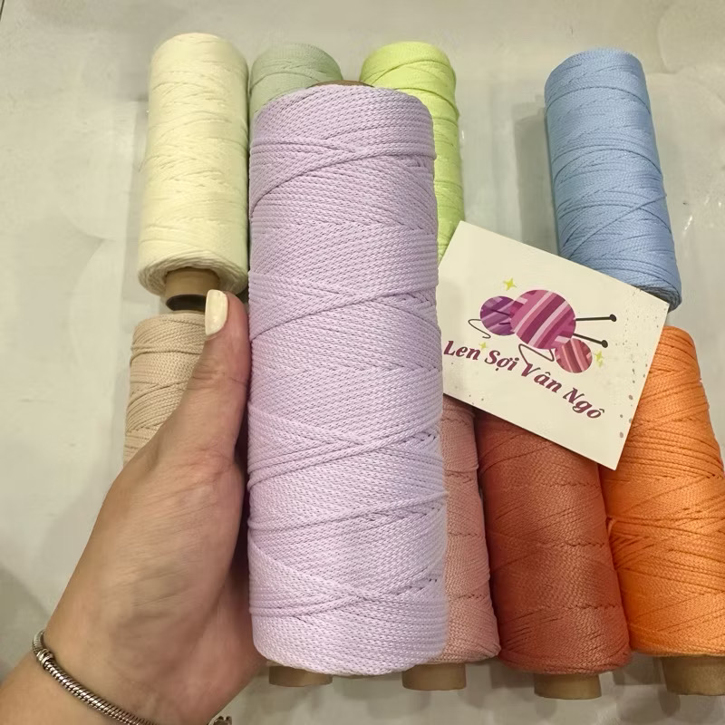 Combo 10 cuộn Sợi dệt trơn 2mm Craftyarn VN (ghi chú chọn màu)