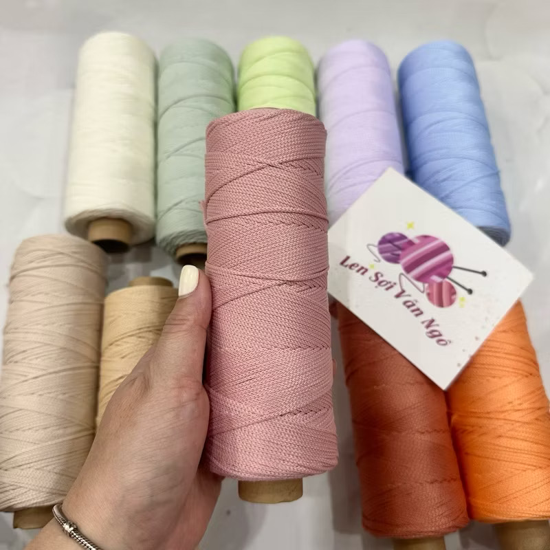 Combo 10 cuộn Sợi dệt trơn 2mm Craftyarn VN (ghi chú chọn màu)