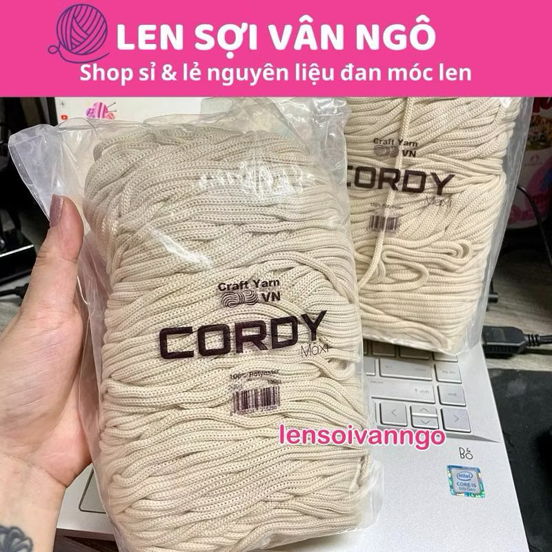 Sợi Cordy Maxi 3.5mm Craftyarn VN dùng để móc túi xách (26272)