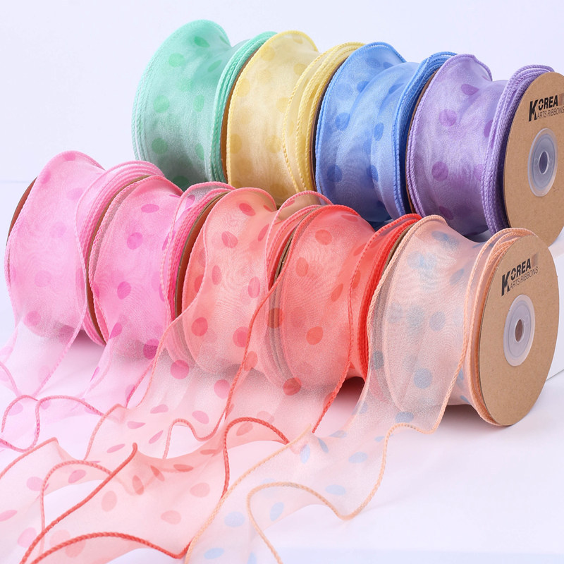 2.2m Ruy băng voan chấm bi gợn sóng (bản 5cm) (26119)