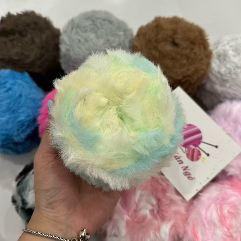 Len lông thỏ MÀU LOANG siêu mượt đan/móc thú bông, khăn, mũ (cuộn 100gr)(26300)