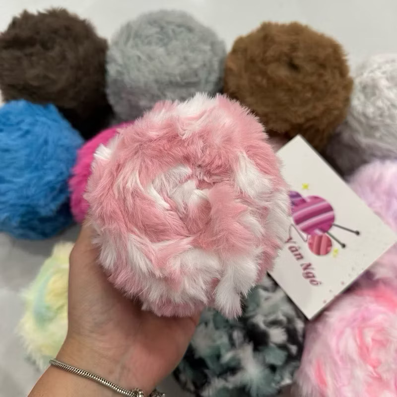 Len lông thỏ MÀU LOANG siêu mượt đan/móc thú bông, khăn, mũ (cuộn 100gr)(26300)