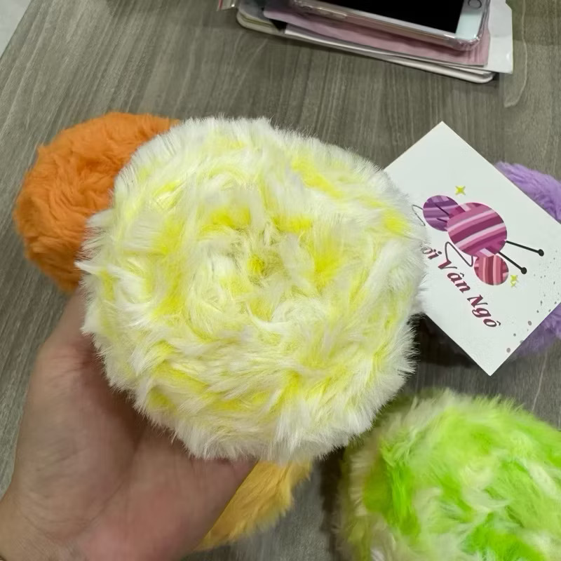 Len lông thỏ MÀU LOANG siêu mượt đan/móc thú bông, khăn, mũ (cuộn 100gr)(26300)