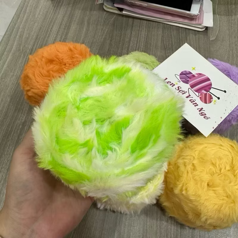 Len lông thỏ MÀU LOANG siêu mượt đan/móc thú bông, khăn, mũ (cuộn 100gr)(26300)