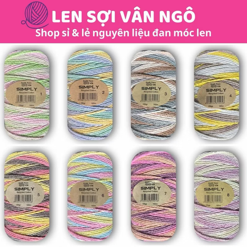 Sợi SIMPLY màu loang móc túi/mũ hè (cuộn 150gr) (26261)